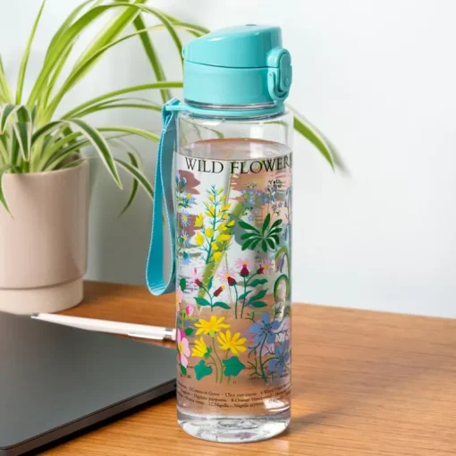 Drinks bottle with push button lid 700ml - Wild Flowers