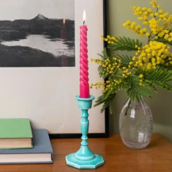 Enamel candlestick (13cm) - Aqua