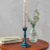 Enamel candlestick (13cm) - Blue