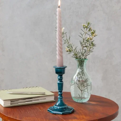 Enamel candlestick (13cm) - Blue
