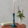 Enamel candlestick (19cm) - Blue