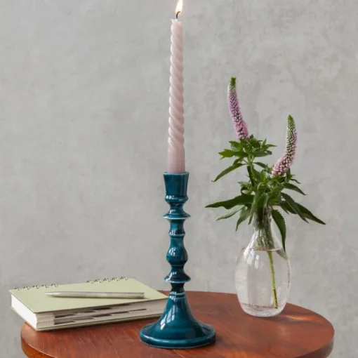 Enamel candlestick (19cm) - Blue