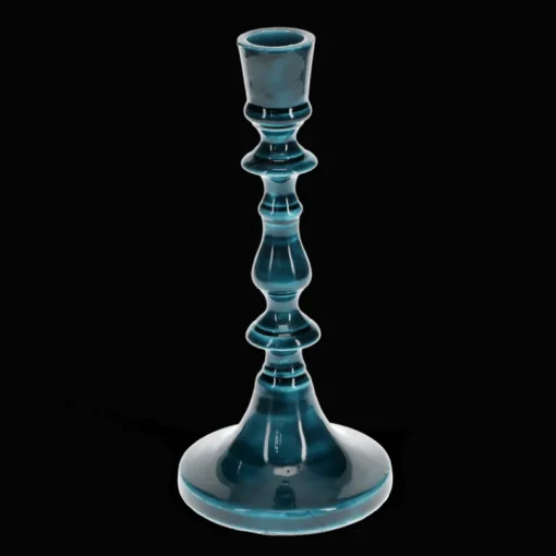 Enamel candlestick (19cm) - Blue