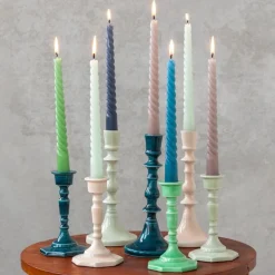 Enamel candlestick (13cm) - Blue