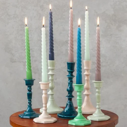 Enamel candlestick (13cm) - Blue
