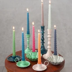 Enamel candlestick (19cm) - Blue