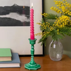 Enamel candlestick (13cm) - Dark green