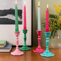 Enamel candlestick (13cm) - Dark green