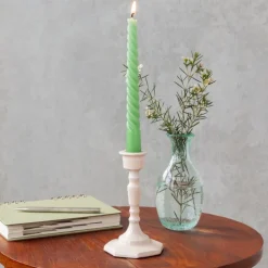 Enamel candlestick (13cm) - Soft pink