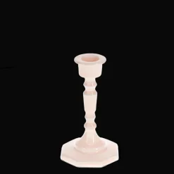 Enamel candlestick (13cm) - Soft pink