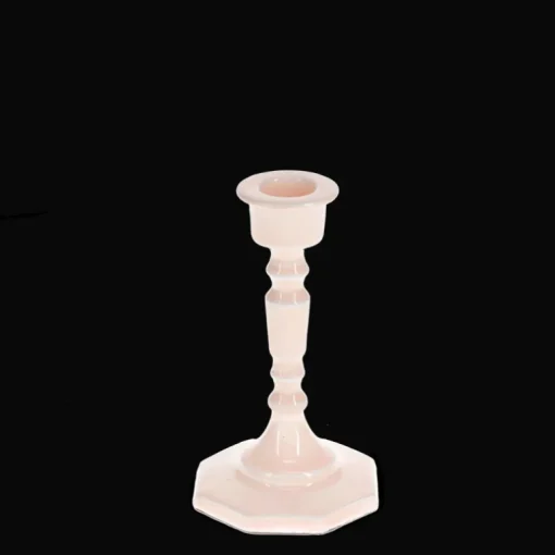Enamel candlestick (13cm) - Soft pink
