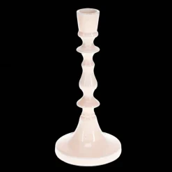 Enamel candlestick (19cm) - Soft pink