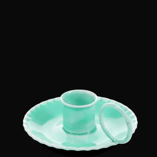 Enamel chamberstick candle holder - Aqua