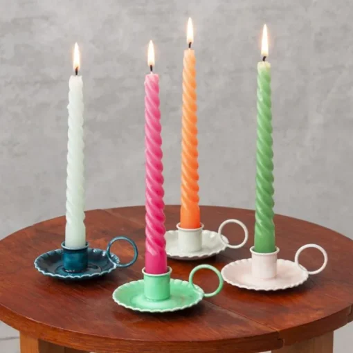 Enamel chamberstick candle holder - Blue