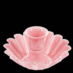 Enamel cupped flower candle holder - Pink