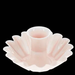 Enamel cupped flower candle holder - Soft pink