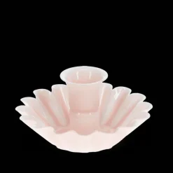 Enamel cupped flower candle holder - Soft pink