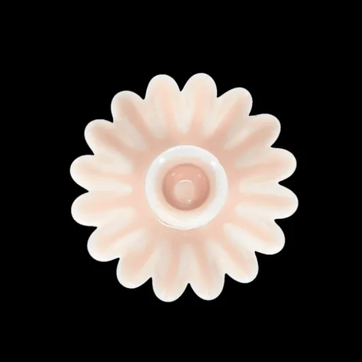 Enamel cupped flower candle holder - Soft pink