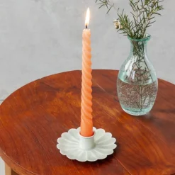 Enamel flat flower candle holder - Light grey