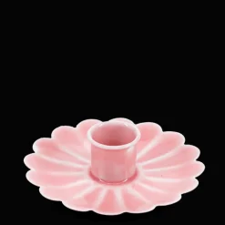 Enamel flat flower candle holder - Pink