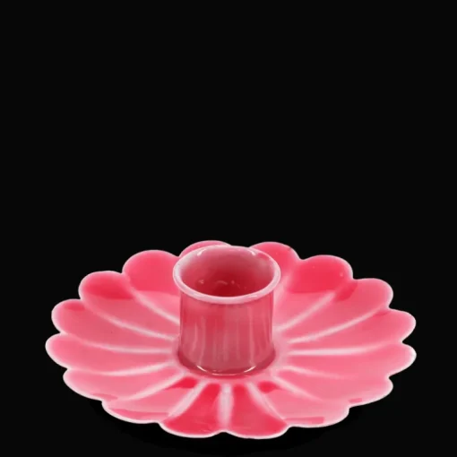 Enamel flat flower candle holder - Vibrant pink