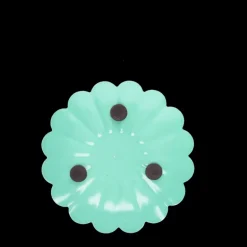 Enamel flat flower candle holder - Aqua