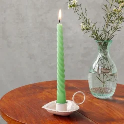 Enamel heart-shaped candle holder - Soft pink