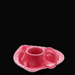 Enamel heart-shaped candle holder - Vibrant pink