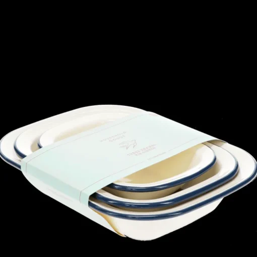 Enamel pie dishes (set of 3) - Blue
