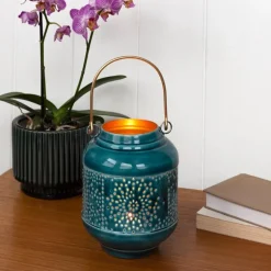Enamel tealight lantern - Blue