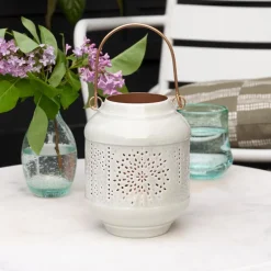 Enamel tealight lantern - Light grey