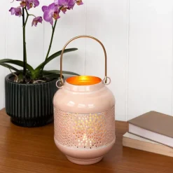 Enamel tealight lantern - Soft pink