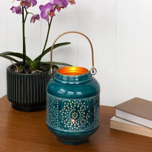 Enamel tealight lantern - Blue