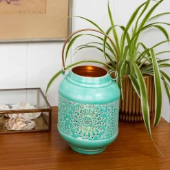 Enamel tealight lantern - Aqua