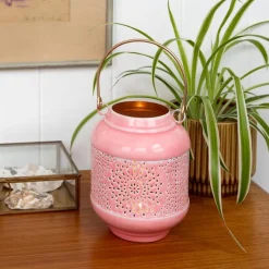Enamel tealight lantern - Pink