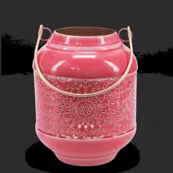 Enamel tealight lantern - Vibrant pink