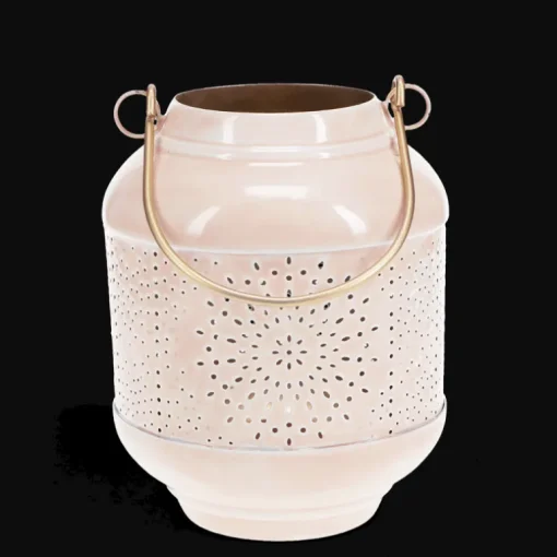 Enamel tealight lantern - Soft pink