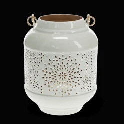 Enamel tealight lantern - Light grey