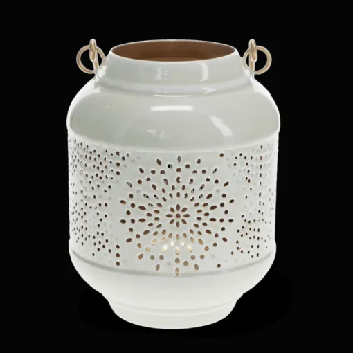 Enamel tealight lantern - Light grey
