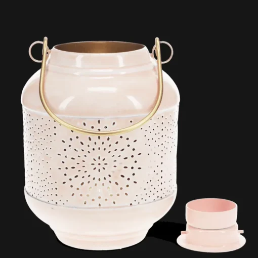 Enamel tealight lantern - Soft pink