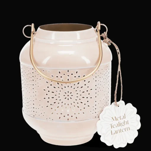 Enamel tealight lantern - Soft pink