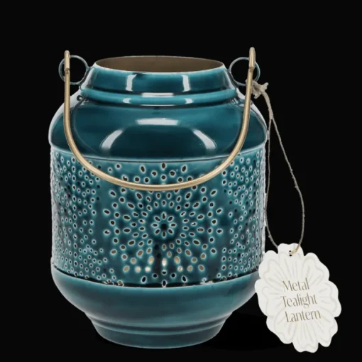 Enamel tealight lantern - Blue