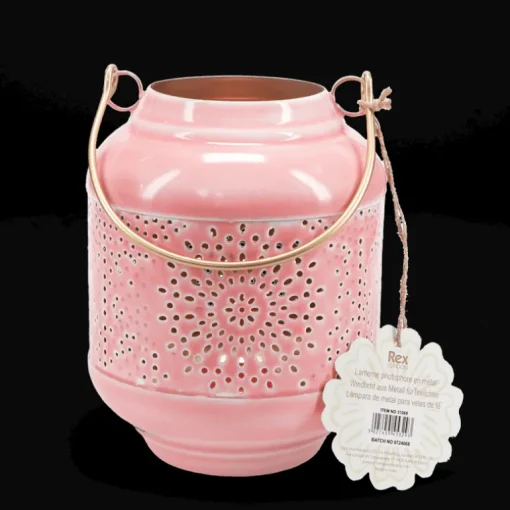 Enamel tealight lantern - Pink