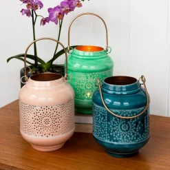 Enamel tealight lantern - Blue