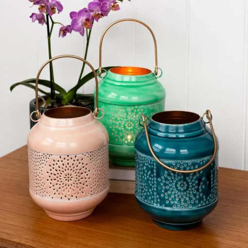 Enamel tealight lantern - Blue