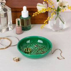 Enamel trinket dish - Dark green