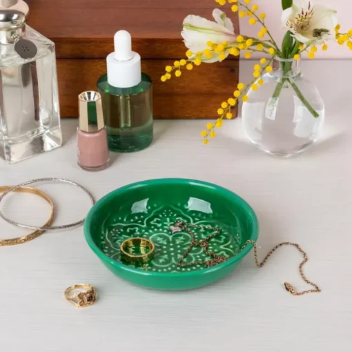 Enamel trinket dish - Dark green