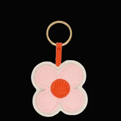 Faux leather keyring - Pink daisy