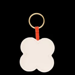 Faux leather keyring - Pink daisy