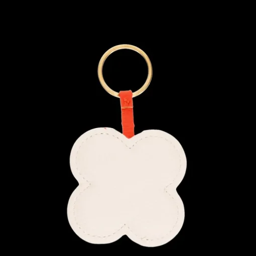 Faux leather keyring - Pink daisy
